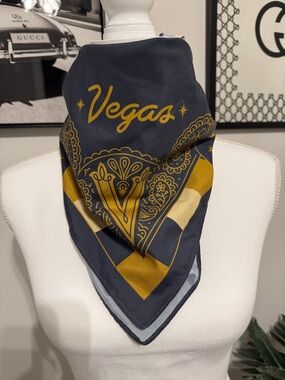 Vegas Bandana Scarf in Navy and Mustard